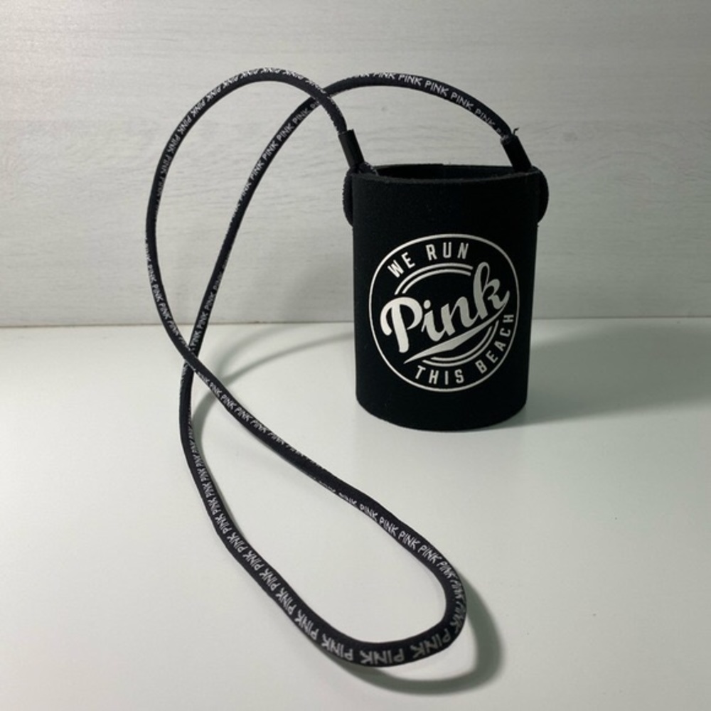 Pink “We Run This Beach” Cupholder with Strap